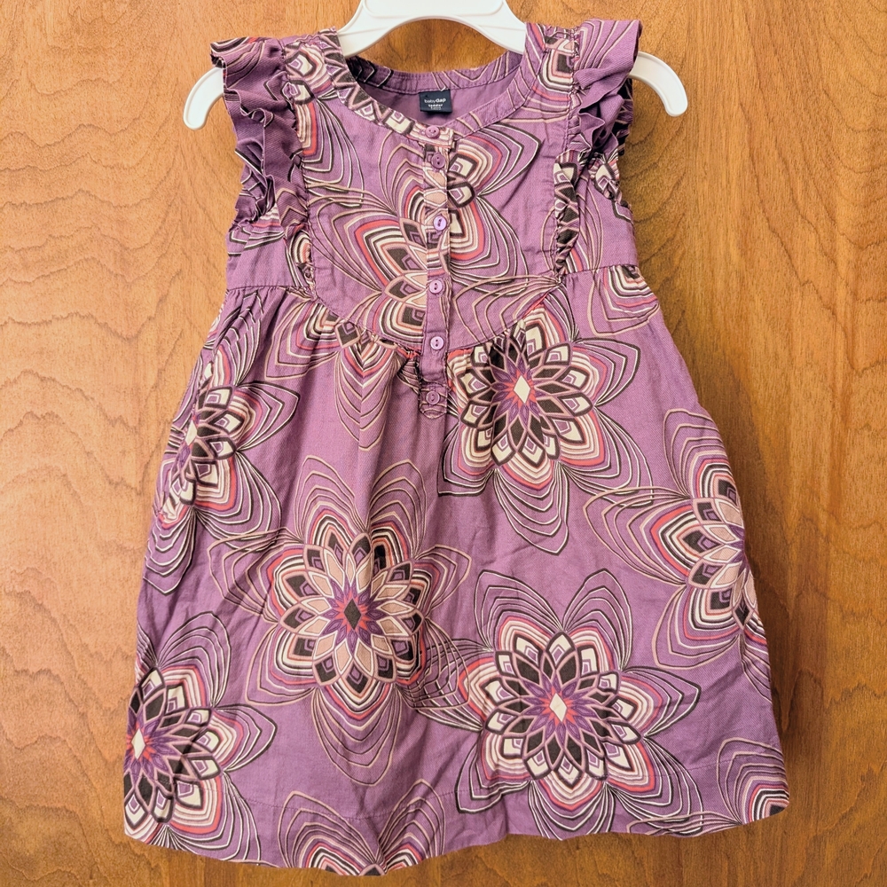 Baby GAP Purple 💜 Cotton Dress With Floral Pattern